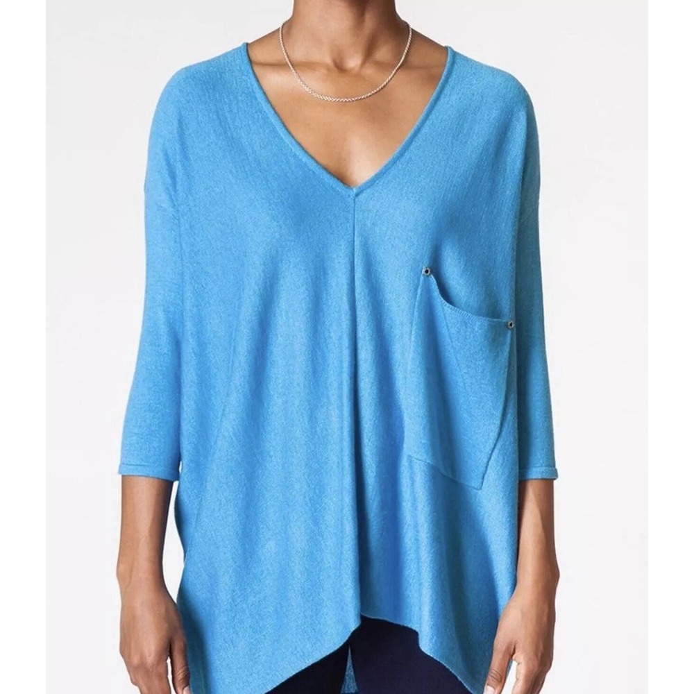 Kerisma‎ Womens Raven Top Sweater Dazzling Blue Front Pocket Wool Oversized S/M